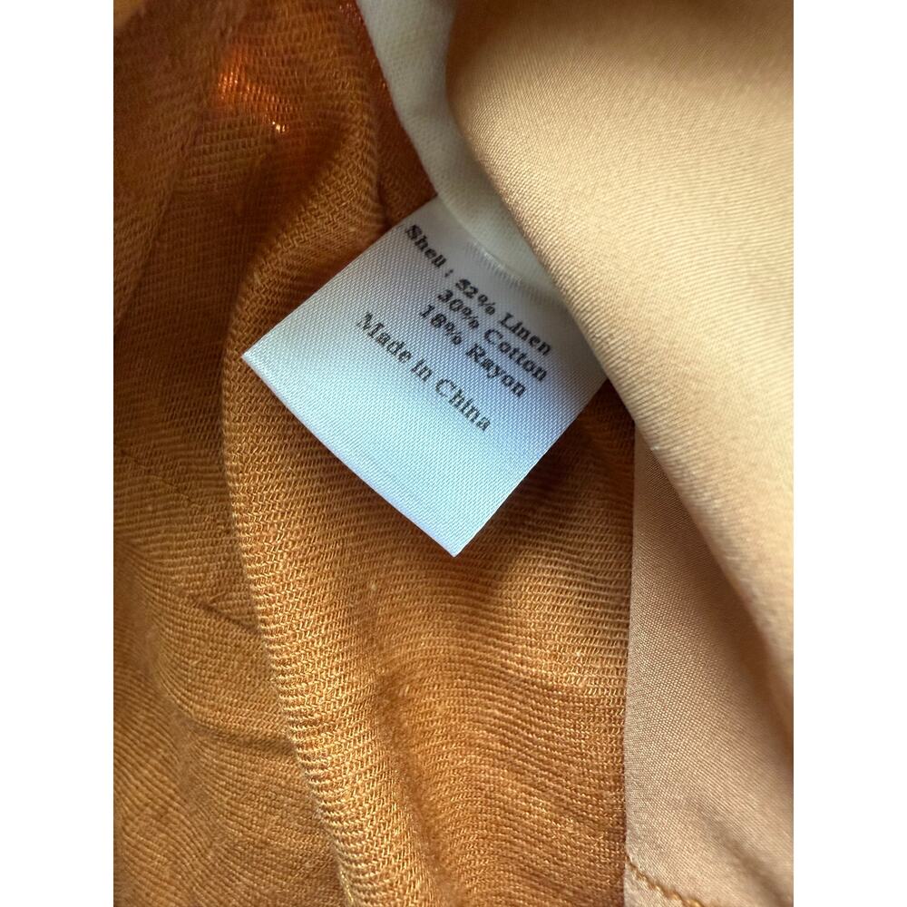 $525 New L’agence Linen Blend Gavin Wide Leg Trousers - Ginger Ivory Stripe - 2 - Picture 9 of 9